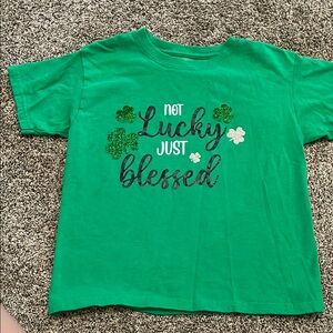 Green Kids Shirt with Shamrock Design